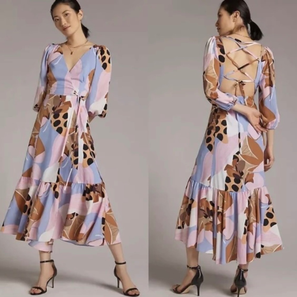 Anthropologie Hutch Bloom Midi Wrap Dress Small Petite